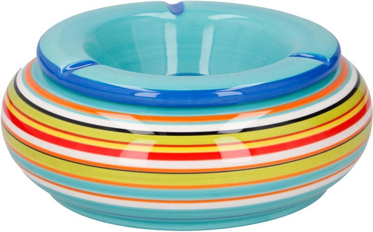 Goedkoopste Asbak in mooie blauwe kleuren combinatie van 19 cm