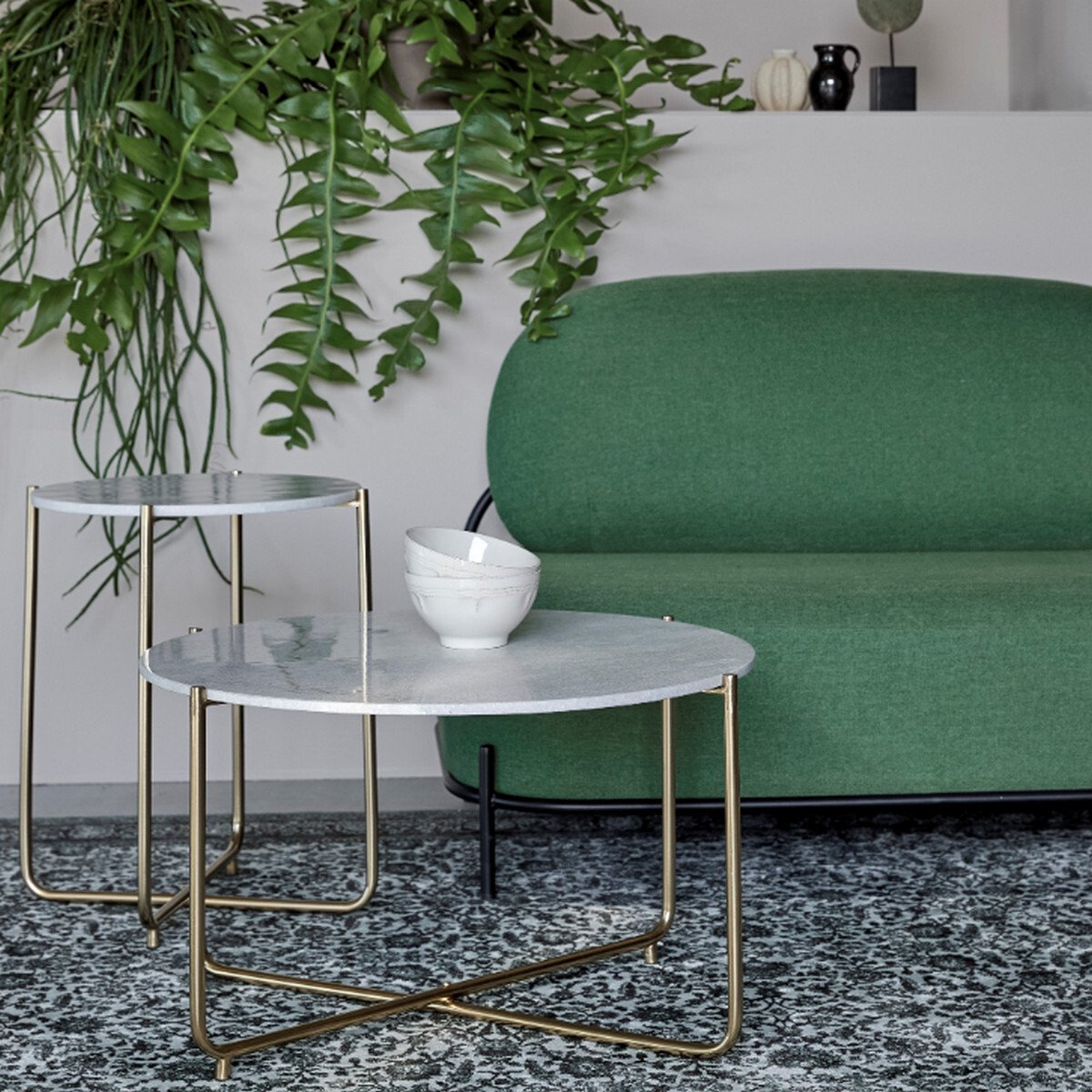 Housecraft Living Timpa Salontafel Rond 70 cm Marmer Wit/ Goud
