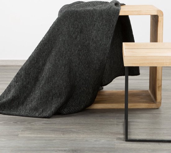 Oneiro’s Luxe Plaid AMBER zwart - 220 x 200 cm - wonen - interieur - slaapkamer - deken – cosy – fleece - sprei