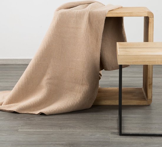 Oneiro's Luxe Plaid AMBER marron clair - 220 x 180 cm - séjour - intérieur - chambre - couverture - cosy - polaire - couvre-lit