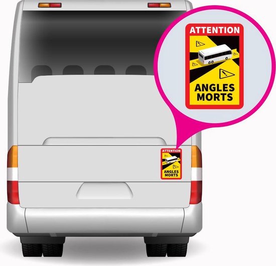 Autocollant Angle Mort Bus - Autocollants d'avertissement - France (17 x 25  cm) - Lot... | bol.com
