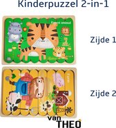 Houten Puzzel - Dubbelzijdige Kinderpuzzels - Set 2-in-1 - Montessori Speelgoed - Set Jungle Dieren en Boerderij