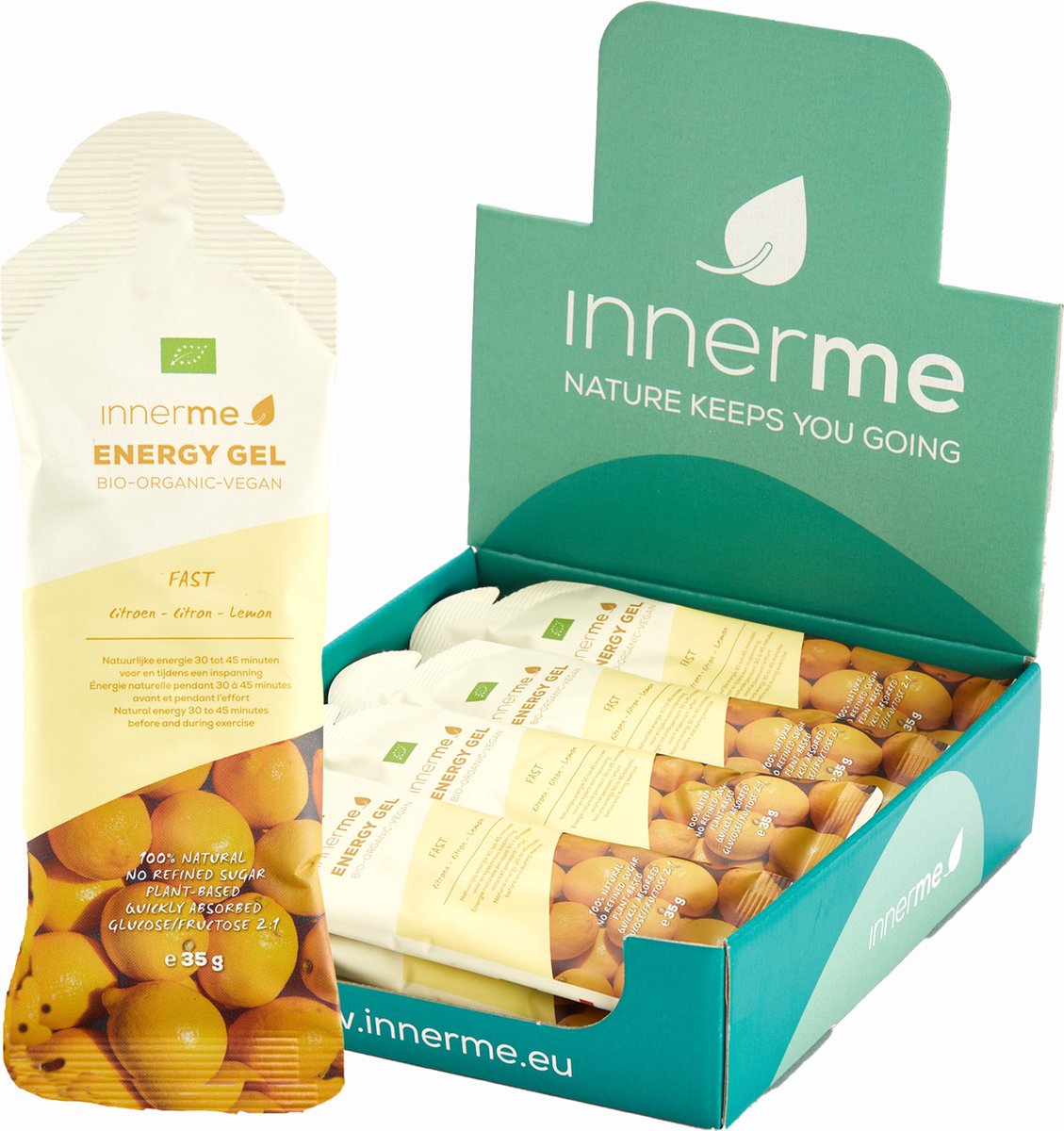 Innerme Energy Gels 'Fast' Citroen - Bio & Vegan - 12 Energy gels 35g