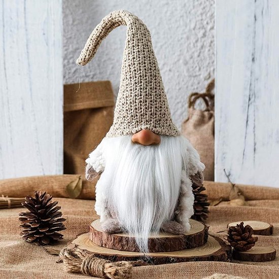 FLOOQ Gnome Beige - Images et figurines de Noël de Noël - Nain de Noël - Décoration de Noël d'intérieur - Décorations Décorations pour sapins de Noël - Gnomes - 1 pièce