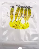 Twister - 5 stuks - geel - hengelsport - snoek - baars - roofvissen -kunstaas - softbait - 5 centimeter