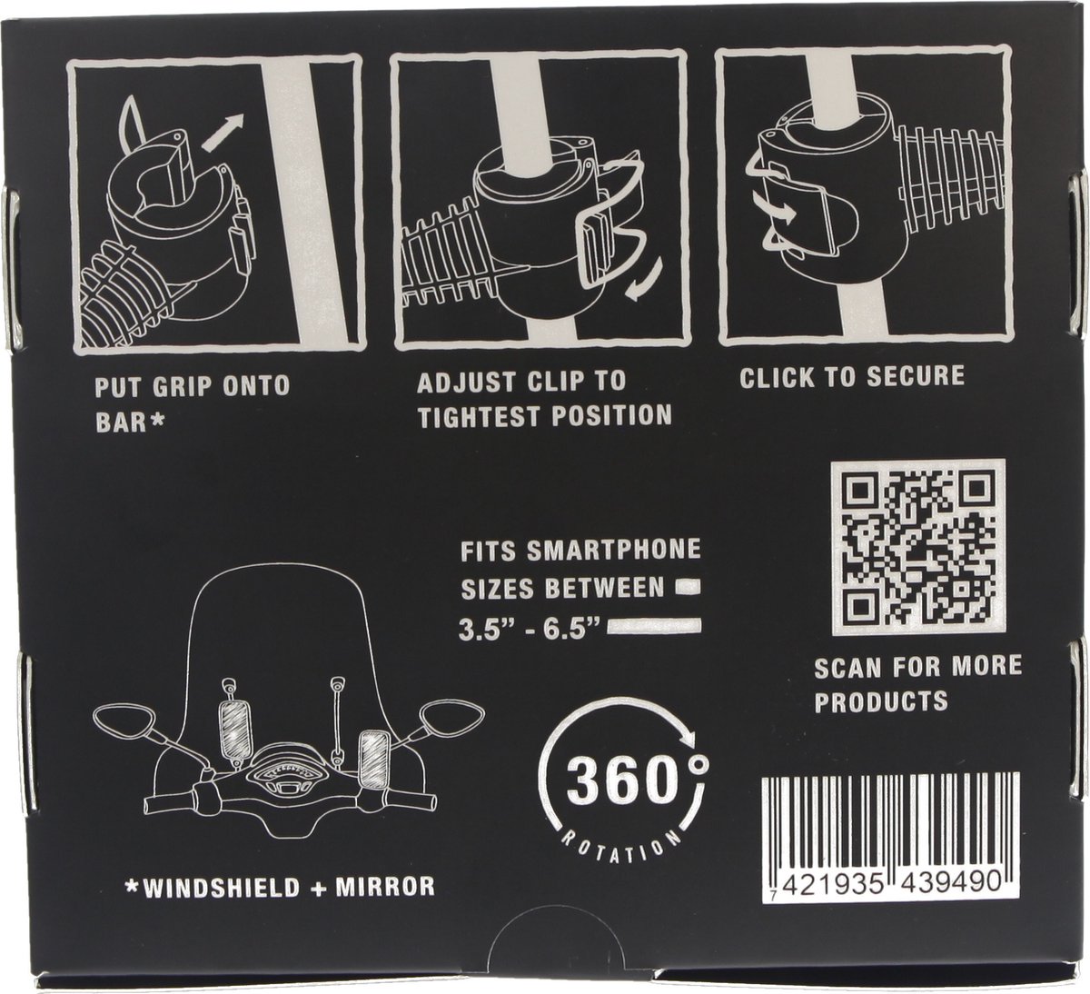 Telefoonhouder voor Scooter - Fiets - Motor - MANOS LIBRES - MODEL M - Spiegel Bevestiging - Universeel - Zwart - Piaggio - Vespa - Zip – foto 7