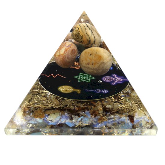 Orgonite Piramide - Middernacht Reiki - 8x8x7cm - Spirituele Decoratie - Edelstenen & Mineralen