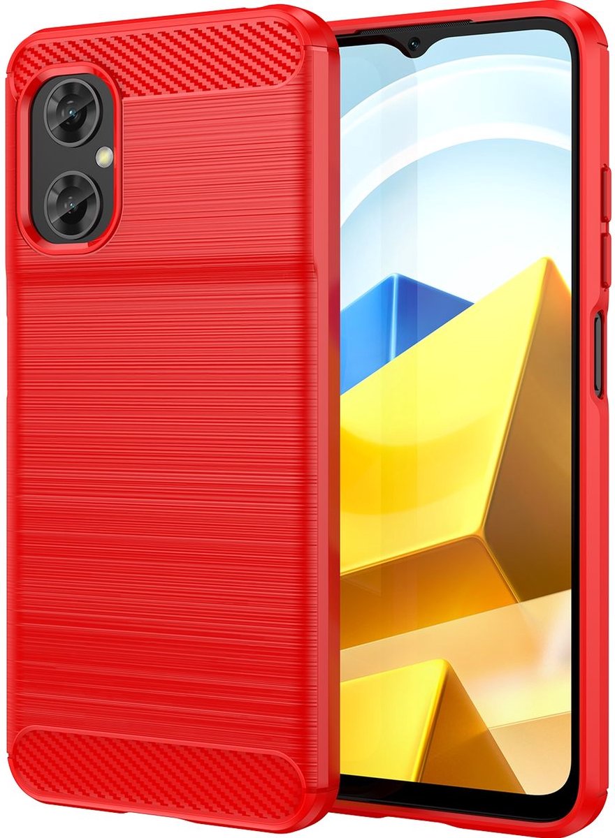 Mobigear Hoesje geschikt voor POCO M5 Telefoonhoesje Flexibel TPU | Mobigear Brushed Slim Backcover | M5 Case | Back Cover - Rood