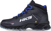 HKS CPO 50 S3 werkschoenen - veiligheidsschoenen - safety shoes - hoog - heren - antislip - ESD - lichtgewicht - Vegan - zwart/blauw - maat 43