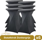 Statafelrok donkergrijs 80 cm - per 6 - partytafel - Alora tafelrok voor statafel - Statafelhoes - Bruiloft - Cocktailparty - Stretch Rok - Set van 6