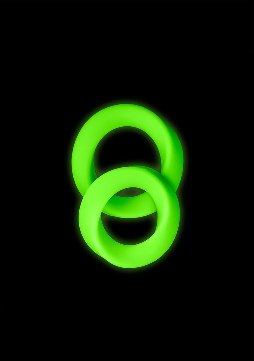 Goedkoopste 2 pcs Cock Ring Set - Glow in the Dark - Neon Green