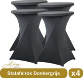 Statafelrok donkergrijs 80 cm - per 4 - partytafel - Alora tafelrok voor statafel - Statafelhoes - Bruiloft - Cocktailparty - Stretch Rok - Set van 4