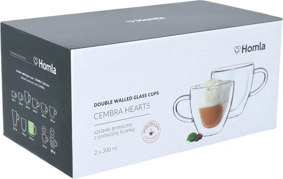 Tasses à café ou à thé en forme de cœur double paroi en verre