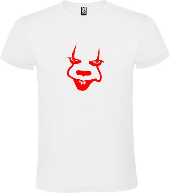 Wit T-Shirt met “ Halloween Pennywise “ afbeelding Rood Size XXXXXL