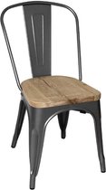 Bolero Stalen Stoelen Met Houten Zitting Grijs (4 Stuks) - Bolero GG708 - Horeca & Professioneel