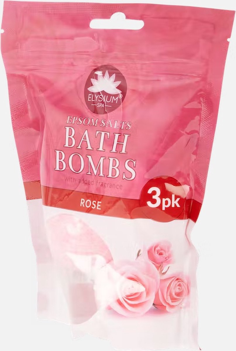 Bruisballen Rozengeur 3 stuks - Bath bombs Rose - Elysium Spa