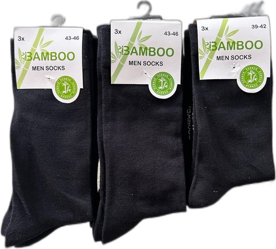 Bamboe Heren sokken 6 paar - Zwart -normale sokken-Maat 43-46