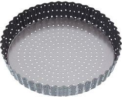KitchenCraft MasterClass Crusty Bake 23 cm Geperforeerde Quichevorm met PFOA-vrije Antiaanbaklaag en Losse Bodem - Geribbeld