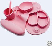 Kinderservies met Zuignap - Babyservies set - kinderservies set 5 delig - BPA vrij - kraam cadeau - kinder bestek - roze