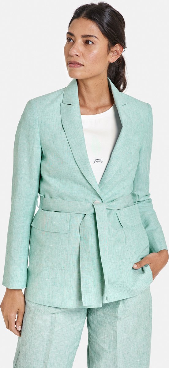 GERRY WEBER Dames Blazer met strikceintuur Grün/Ecru/Weiss Gemustert-40