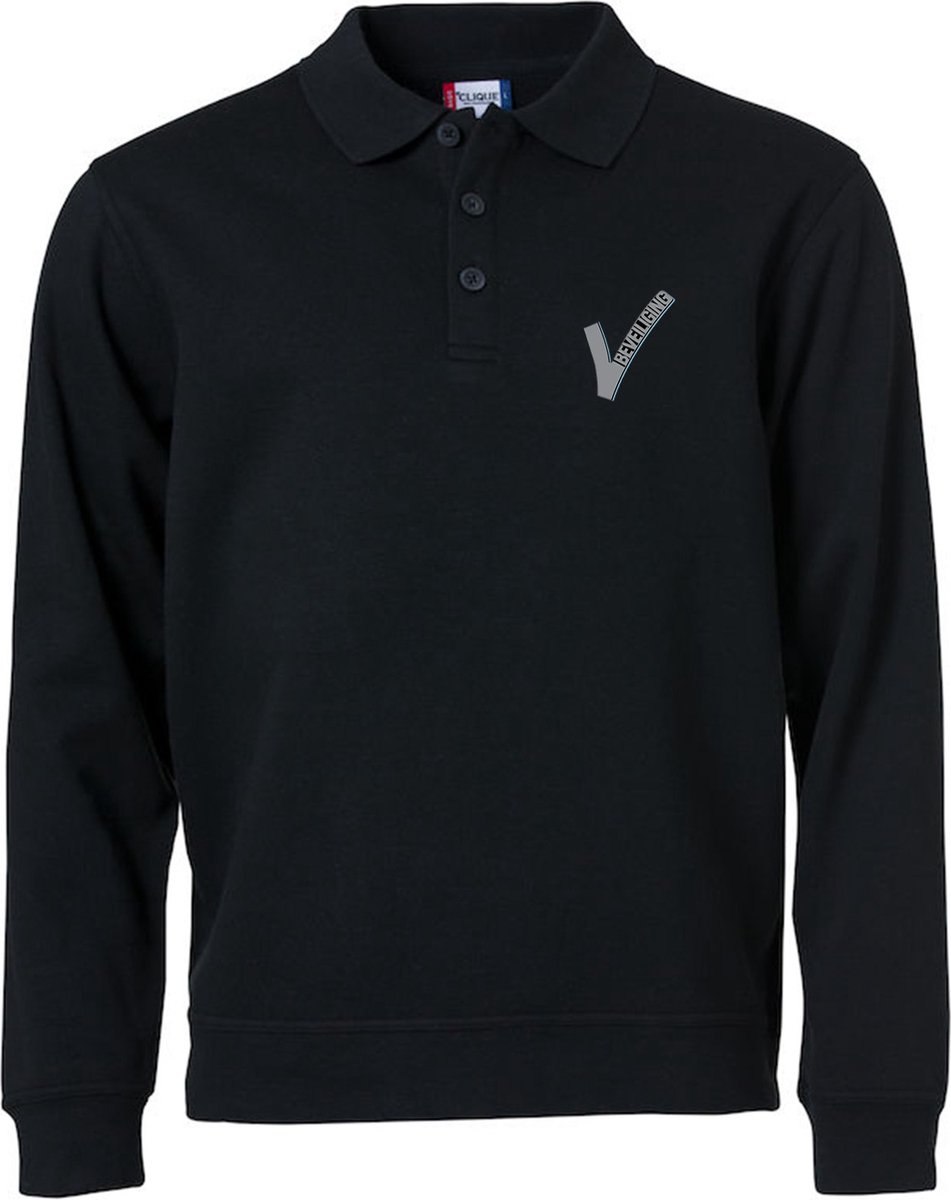 Clique Security / Beveiliging - Polo Sweater Zwart inclusief Borstlogo (V-tje) en Ruglogo (SECURITY) - Maat S - VOOR PROFESSIONALS