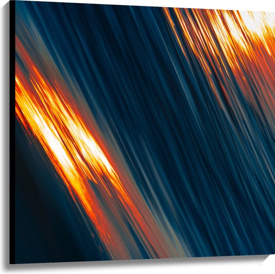 WallClassics - Canvas  - Oranje Lichtstralen - 100x100 cm Foto op Canvas Schilderij (Wanddecoratie op Canvas)