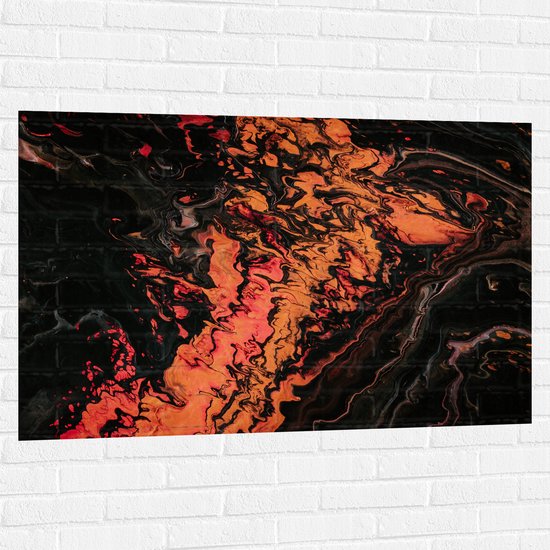 WallClassics - Muursticker - Rood/oranje/Zwarte Verf - 120x80 cm Foto op Muursticker