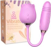 Luxe Vibrator roos met zuigende tong beweging - dildo - Gspot stimulator - Clitoris - seksspeeltje - sex toy - luchtdruk - Roze - stille vibrator voor vrouwen