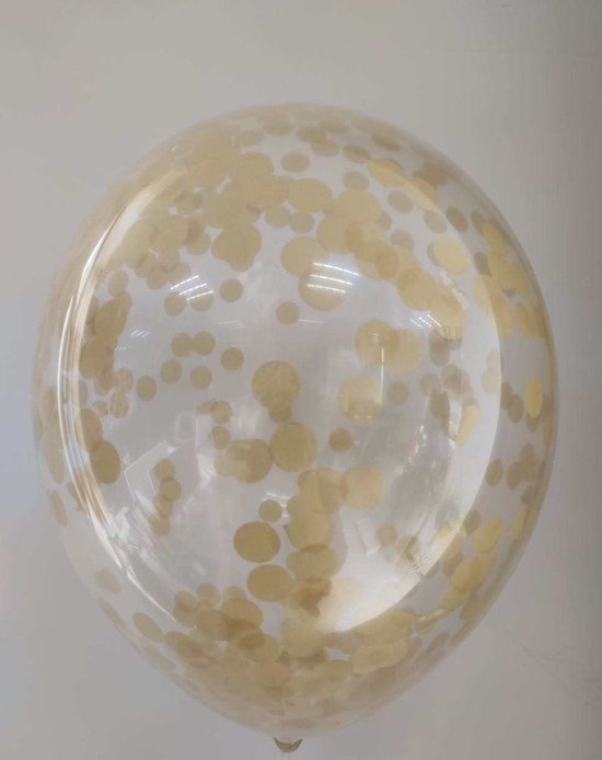 Transparante ballon gevuld met gouden confetti.