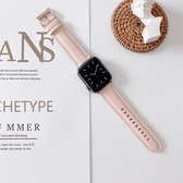 By Qubix Premium leather leer bandje - Licht roze - Geschikt voor Apple Watch 42mm - 44mm - 45mm - Ultra - 49mm - Compatible Apple watch bandje -