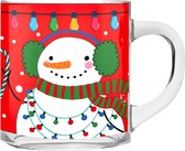 Mug de Noël - verre - 300 ml - avec bonhomme de neige - 11 cm - Tasses de Noël