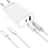 Duo Chargeur Rapide iPhone + 2x Câble de Recharge 1 Mètre - USB C et USB A - Pour iPhone, iPad, Airpods et Apple Watch