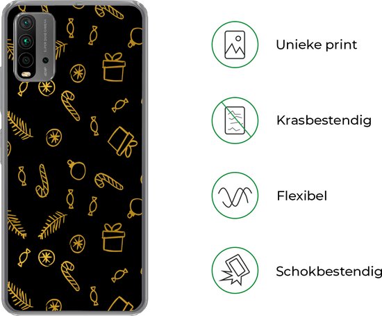 Coque de téléphone compatible avec Xiaomi compatible avec Redmi 9T - Noël - Cadeau - Snoep - Coque de téléphone en Siliconen Coque de téléphone