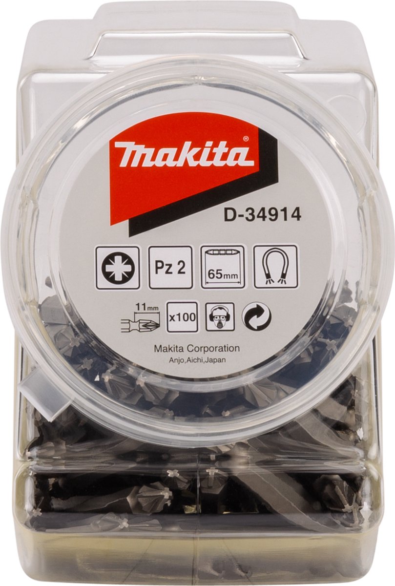 Makita D-34914 Schroefbit Dubbel Pz2x65mm In Pot 100 Stuks