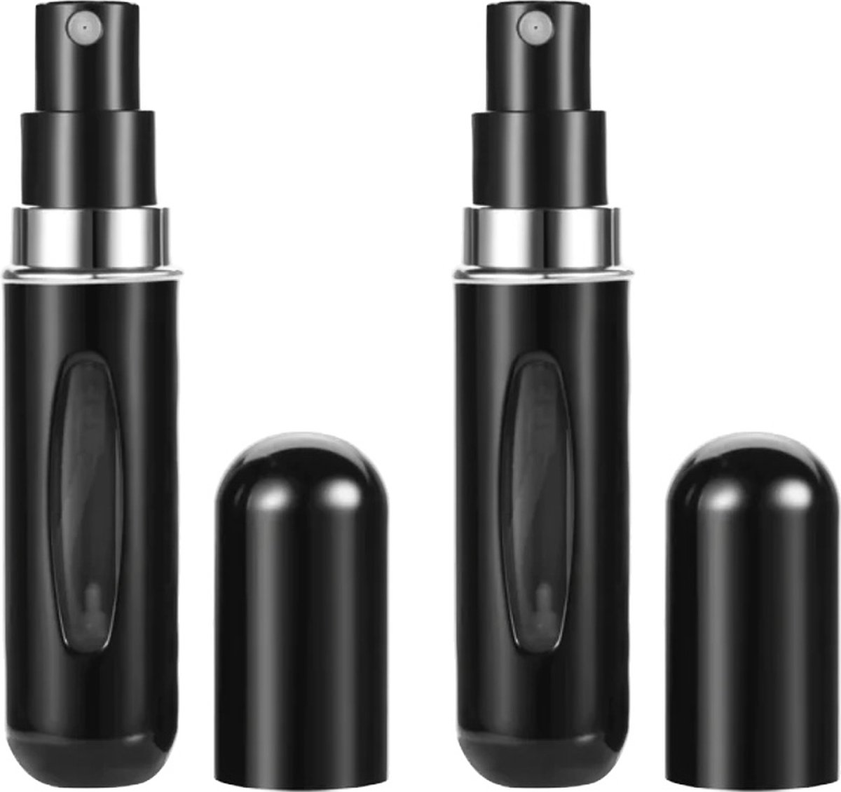 Hervulbare Parfumflesjes - Zwart x2 - 5ML - Verstuiver - Navulbaar