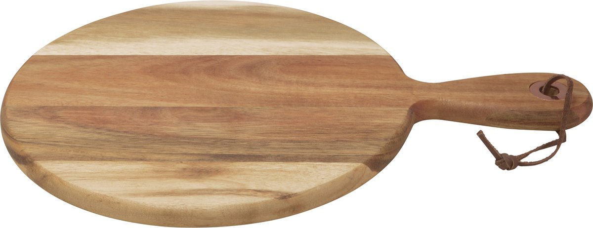 Point-Virgule ronde serveerplank met handvat uit acaciahout 35x24.5x1.5cm