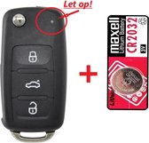Boîtier de clé de voiture 3 boutons + pile Maxell CR2032 adapté à la clé de voiture Volkswagen / Volkswagen Golf / Volkswagen Jetta / Volkswagen Passat / Volkswagen Sharan / Volkswagen Up / Seat / clé de voiture Skoda.