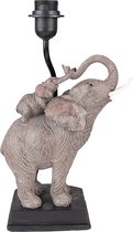 Clayre & Eef Lampenvoet Olifant 21x14x36 cm Grijs Bruin Kunststof Lampvoet