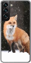 Geschikt voor Samsung Galaxy S22 hoesje - Vos - Sneeuw - Winter - Siliconen Telefoonhoesje