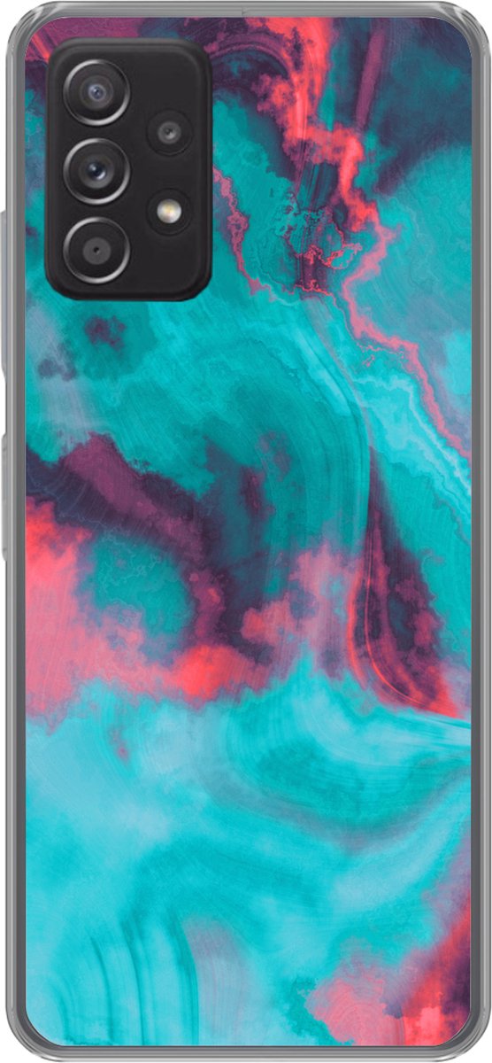 Telefoonhoesje Geschikt voor Samsung Galaxy A53 5G hoesje - Abstract - Neon - Roze - Blauw - Siliconen Telefoonhoesje Telefoonhoesje - Verjaardag cadeau tiener