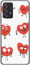 Geschikt voor Samsung Galaxy A53 5G hoesje - Een illustratie van negen hartjes met emoties - Siliconen Telefoonhoesje