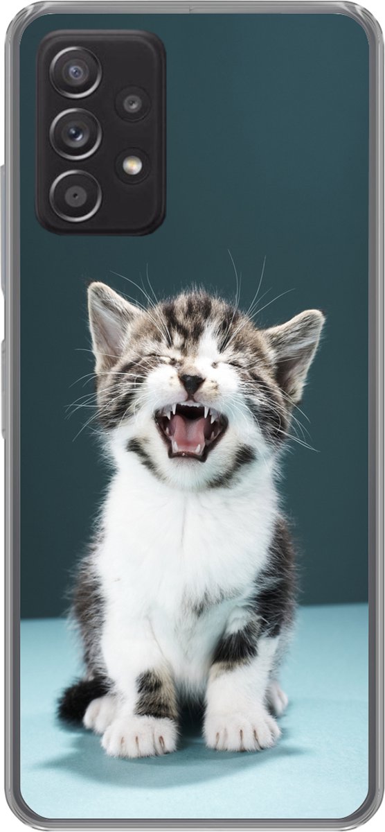 Telefoonhoesje Geschikt voor Samsung Galaxy A53 5G hoesje - Kat - Kitten - Miauw - Siliconen Telefoonhoesje Telefoonhoesje