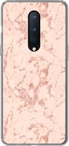 Geschikt voor OnePlus 8 hoesje - Marmer print - Rose goud - Patronen - Chic - Siliconen Telefoonhoesje