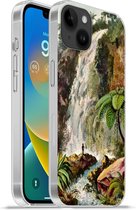 Geschikt voorApple Iphone 14 Plus - Soft case hoesje - Waterval - Kunst - Oude meesters - Siliconen Telefoonhoesje