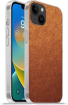 Geschikt voorApple Iphone 14 Plus - Soft case hoesje - Roest print - Bruin - Goud - Siliconen Telefoonhoesje