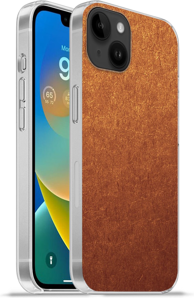 Telefoonhoesje Geschikt voor Apple Iphone 14 Plus hoesje - Roest print - Bruin - Goud - Siliconen Telefoonhoesje Telefoonhoesje