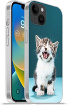 Geschikt voorApple Iphone 14 Plus - Soft case hoesje - Kat - Kitten - Miauw - Siliconen Telefoonhoesje
