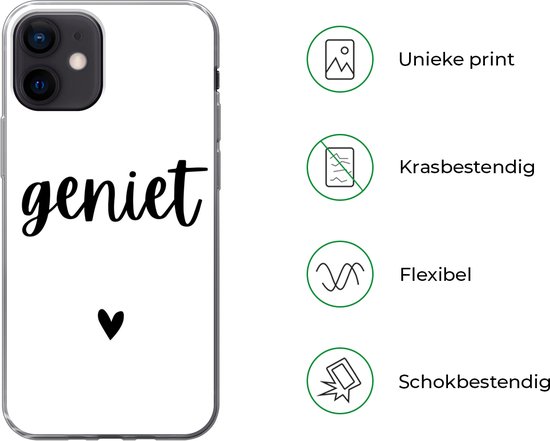 Coque iPhone 12 - Citation - Vie - Heureux - Siliconen