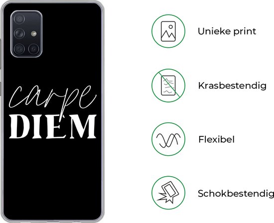 Coque Samsung Galaxy A51 - Carpe diem - Citations - Zwart - Wit - Siliconen