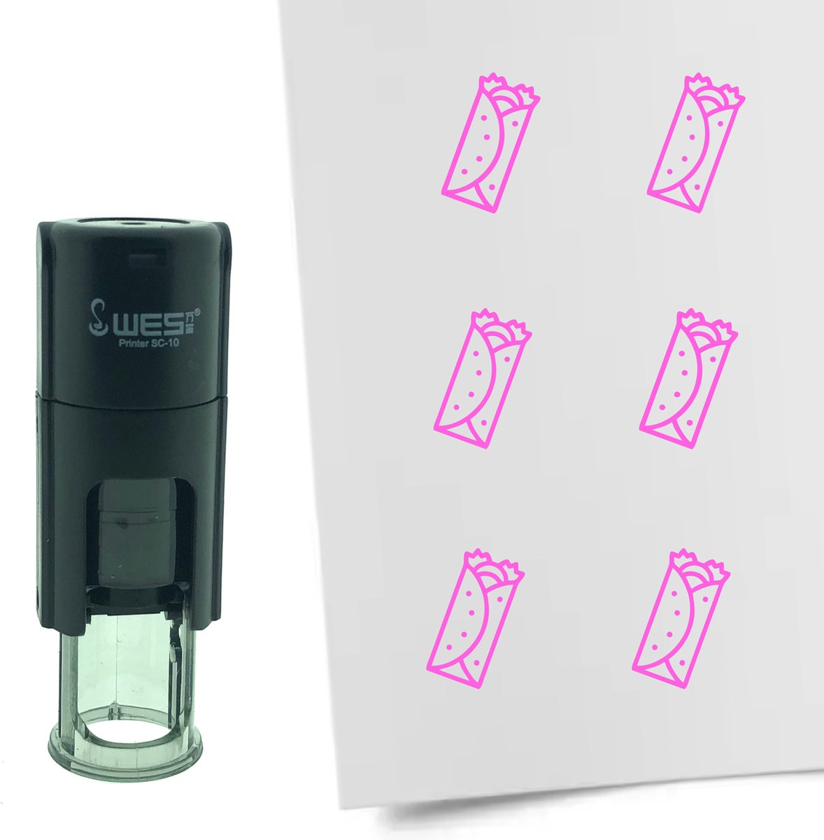 CombiCraft Stempel Burrito 10mm rond - roze inkt